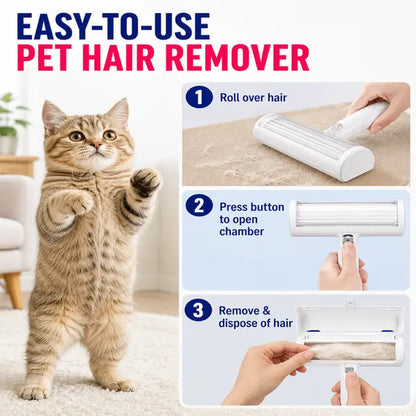 White Pet Hair Removal Roller – 20 Cm Wide Reusable Lint & Fur Cleaner for Sofas, Carpets, Bedding & Pet Mats – Easy One‑Touch Empty Grooming Tool for Cat & Dog Hair Cleanup