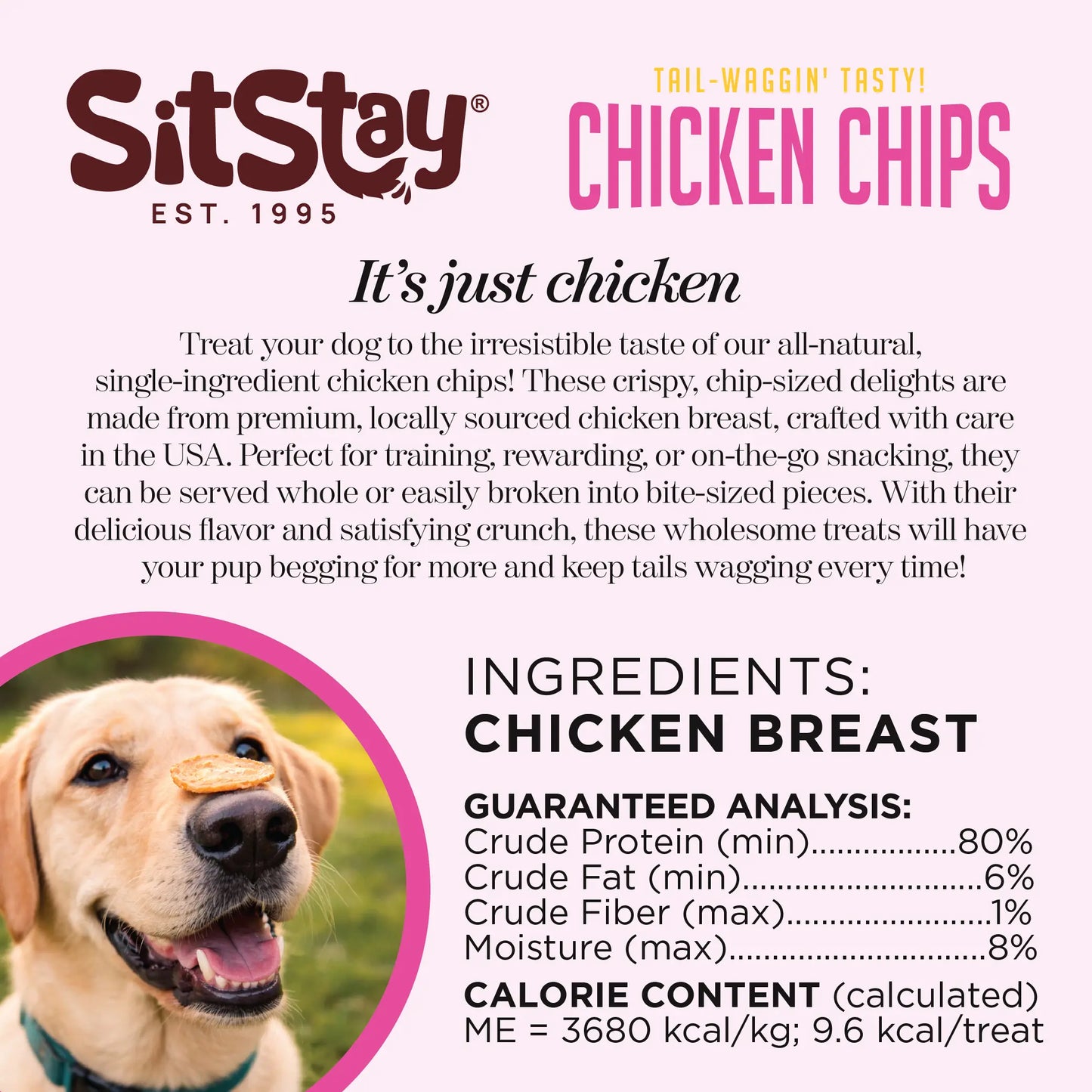 Sitstay Chicken Chips | Single Ingredient Dog Treats | 100% Real Chicken Breast | Made in USA (Colorado)