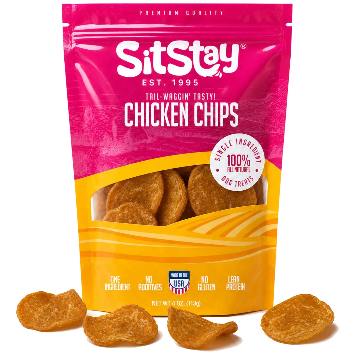 Sitstay Chicken Chips | Single Ingredient Dog Treats | 100% Real Chicken Breast | Made in USA (Colorado)