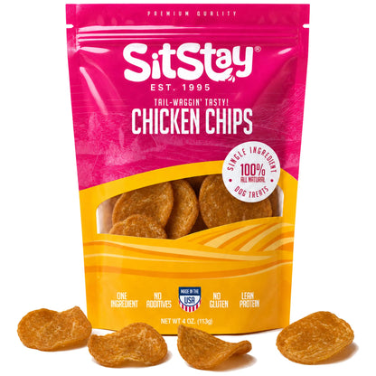 Sitstay Chicken Chips | Single Ingredient Dog Treats | 100% Real Chicken Breast | Made in USA (Colorado)
