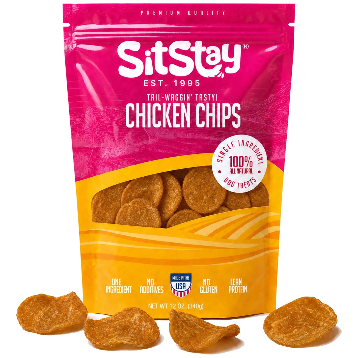 Sitstay Chicken Chips | Single Ingredient Dog Treats | 100% Real Chicken Breast | Made in USA (Colorado)