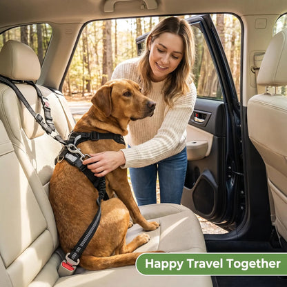 No More Jumping around – Adjustable Dog Car Seat Belt with Dual Fixing Design for Safe & Comfortable Car Rides