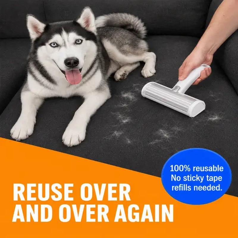 White Pet Hair Removal Roller – 20 Cm Wide Reusable Lint & Fur Cleaner for Sofas, Carpets, Bedding & Pet Mats – Easy One‑Touch Empty Grooming Tool for Cat & Dog Hair Cleanup