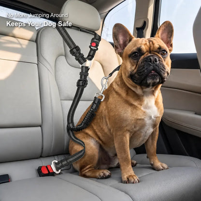 No More Jumping around – Adjustable Dog Car Seat Belt with Dual Fixing Design for Safe & Comfortable Car Rides