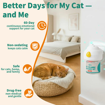 PAWITH 60-Day Cat Calming Diffuser - Cat Pheromone Diffuser for Stress, Pee Spraying, Cat Fighting, Aggression, Excessive Meowing & Scratching - 60-Day Refill Included