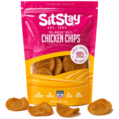 Sitstay Chicken Chips | Single Ingredient Dog Treats | 100% Real Chicken Breast | Made in USA (Colorado)