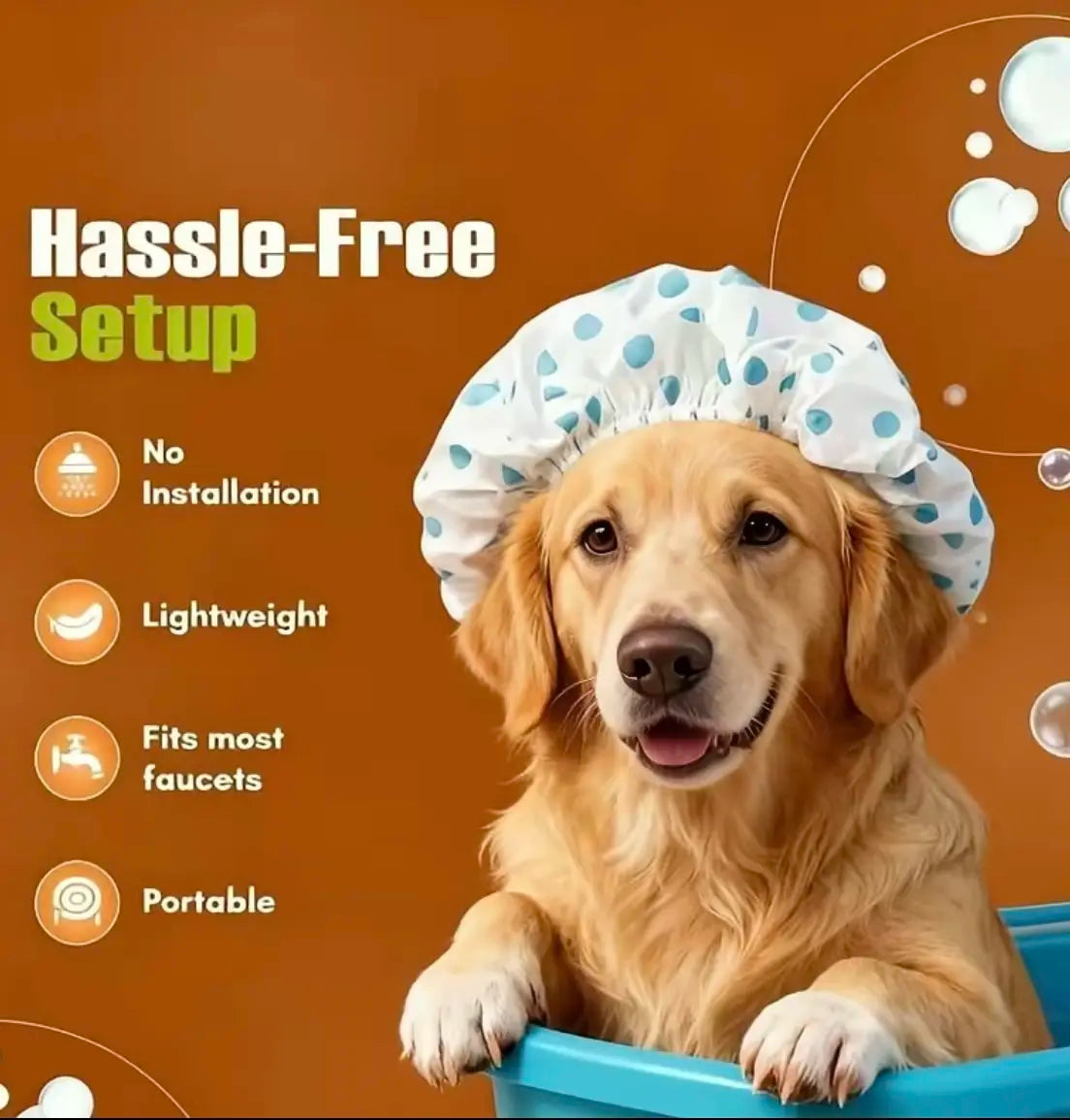 Portable Pet Shower Hose | Quick Dog & Cat Bathing Rinser for Home & Outdoor，Dog Bathing Hose with Universal Fit Silicone Connector, Handheld Shower Sprayer for Pet Grooming