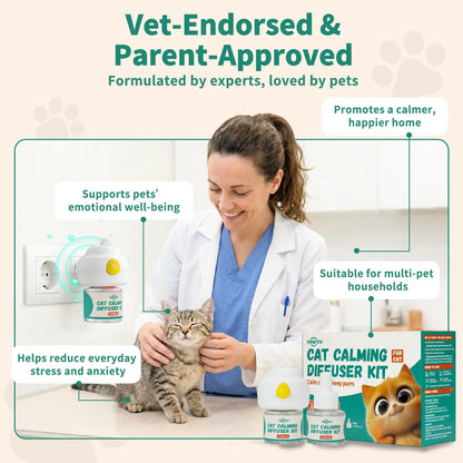 PAWITH 60-Day Cat Calming Diffuser - Cat Pheromone Diffuser for Stress, Pee Spraying, Cat Fighting, Aggression, Excessive Meowing & Scratching - 60-Day Refill Included